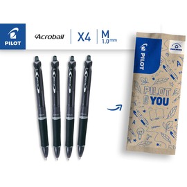 Pilot Acroball Retractable Ballpoint - Black (Pack of 4) FLW538943