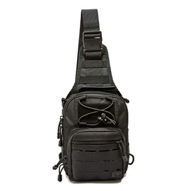 WOLF TACTICAL EDC Sling Bag - Concealed Carry Sling Pack with Laser-Cut MOLLE, Lightweight Tactical Crossbody for Range, Hiking, Travel & Daily Preparedness (Black)