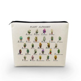 YULUENZE Gardener Gift Funny Plant Alphabet Canvas Makeup Bag Botany Organizer Accessories Zipper Pouch Birthday Gift for Botanists Gardener Women Friends