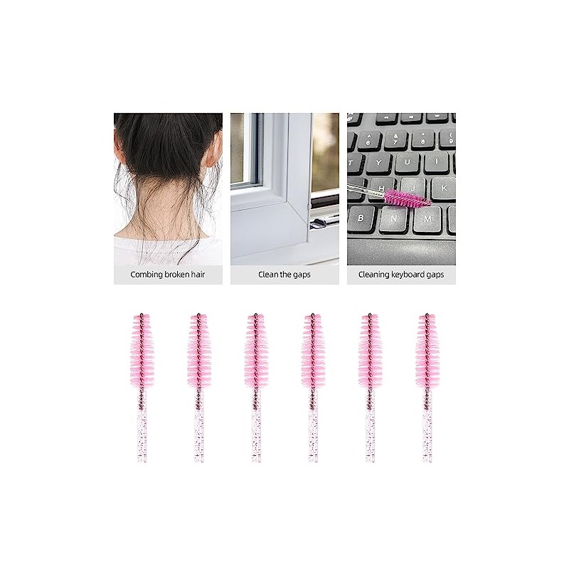Tbestmax 50 varillas de rímel desechables, cepillos de cristal para