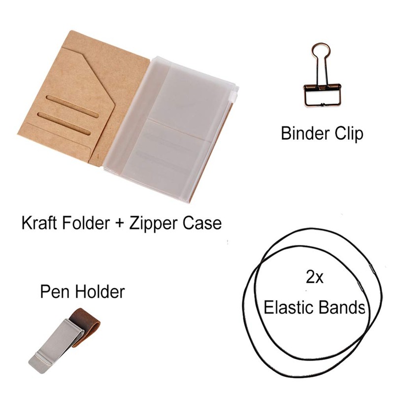 Passport Size Travelers Notebook Accessories Kit - Kraft File Folder,