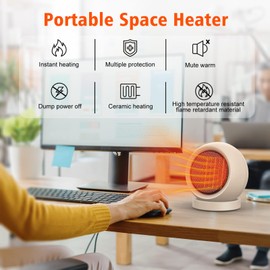 Coolfor Space Heater,PTC Ceramic/Portable Electric Desktop Heater High Output Desktop Heater for Home Bedroom Office Desk Indoor Use(Light Brown)