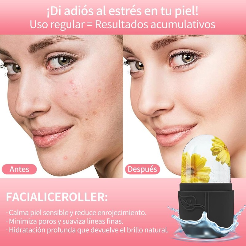 Rodillo de Hielo Facial con Gua Sha y Rodillo de