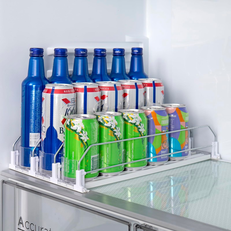 Rula Drink Organizer for Fridge, Width Adjustable Water Bottle Pusher