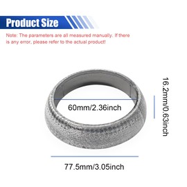 ID 60mm Car Exhaust Manifold Gasket, Graphite Exhaust Flange Muffler Gaskets Replacement, Automotive Exhaust Ring Donut Gaskets Seal Mufflers to Prevent Leaking Between Exhaust-Manifold & Exhaust-Pipe