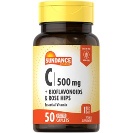 Sundance Vitamin C 500mg with Bioflavonoids and Rose HIPS | Vegetarian, Non-GMO & Gluten Free Supplement