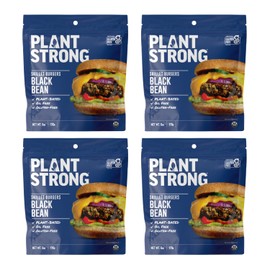 PLANTSTRONG Black Bean Skillet Burger Mix 6oz (4 Pack) - NON-GMO, Whole Grain, Plant Based, Vegan, Gluten Free, Oil Free, Shelf Stable