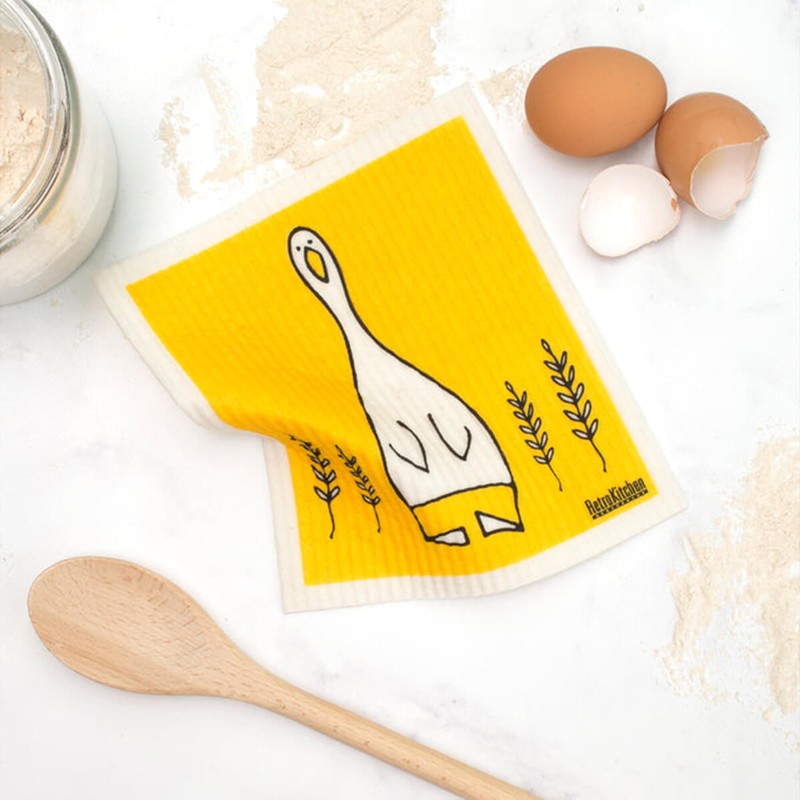 Retro Kitchen Compostable Sponge Cloth - Duck, 1 Cloth