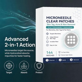 Parches hidrocoloides con microdardos 2 en 1, transparentes, 2x144 uds Pack 1 polvo a film cuidado facial piel luminosa hidratación tono uniforme