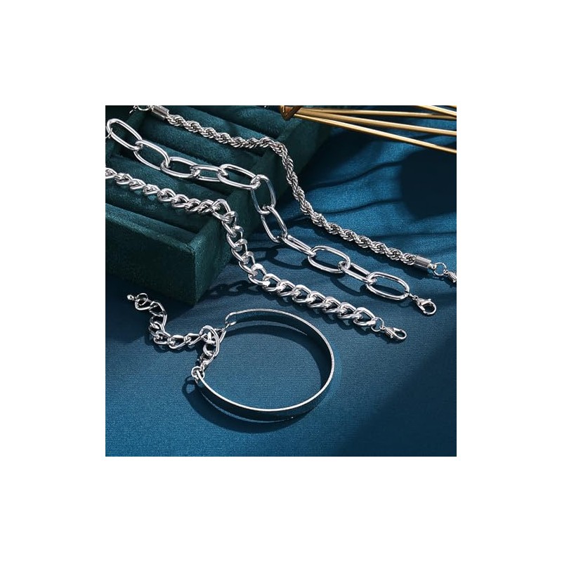 ANYILVTULI Chunky Bracelets for Women 22192024822 (SILVER)