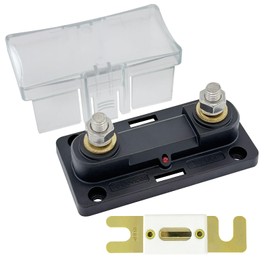 35-300 Amp ANL Fuse Holder, Ampper DC 12-32V in-Line ANL Fuse Block Kit W/ M8 (5/16") Studs, LED Illuminated Indicator, Insulating Cover and 300A Ceramic Fuse