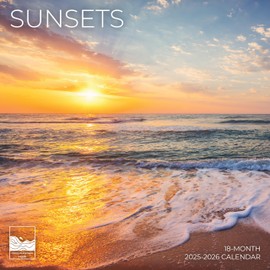 July 2025- December 2026 Sunsets Wall Calendar 18 Month | 12" x 24" Open | Giftable Scenic Calendar 2026 | Thick & Sturdy Paper for Organizing & Planning | Pacific Waters Press (Sunsets)