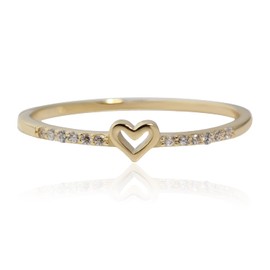 Tiny Heart Ring for Women Thin Stacking Dainty Gold Ring Cute Stackable Minimalist Ring Sterling Silver Size 3-11 (Gold, 8)