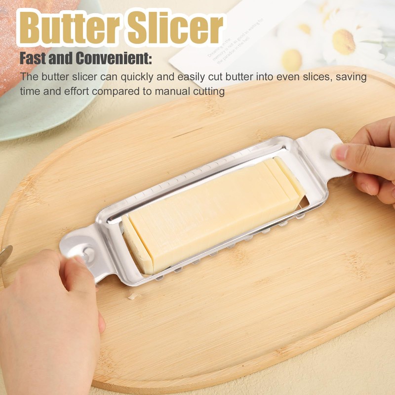 Butter Slicer Cutter, Stainless Steel Cheese Slicer Ergonomic Butter Gadgets