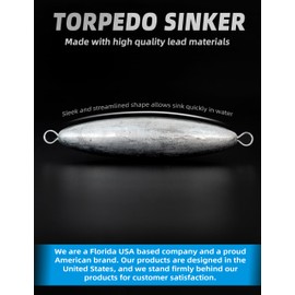 BLUEWING 4oz Torpedo Sinker Through Wire Fishing Weight Sinkers Saltwater Bullet Lead Fishing Sinkers Double Ringed One Piece Wire Trolling Weight Sinker