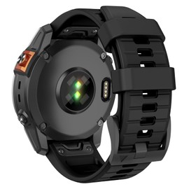 OVERSTEP Compatible with Garmin Fneix 7 Pro/Fenix 8 47mm Bands, 22mm Soft Silicone Quick Fit Replacement Band for Fenix 5/Fenix 6/Fenix 7/Fenix E 47mm/Approach S62/Quatix 7 Smartwatch, Black