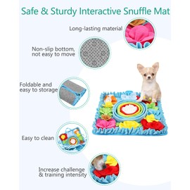 ORIA Snuffle Mat for Dogs, 19.7x19.7 Inch Interactive Slow Feeder Mat for Natural Foraging Skills, Boredom, Anxiety Relief, Enrichment Puzzle Toy for Small Medium Dogs