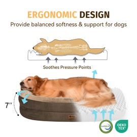 Orthopedic Waterproof Large Dog Bed: Memory Foam Washable Dog Bed with Bolsters - Removable Orthopedic Cover for Medium L XL Large Sized Pet - Non-Slip Bottom - Grey