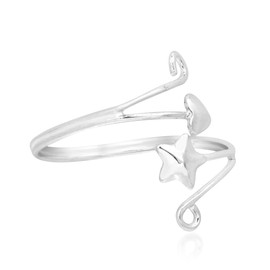AeraVida Star Heart Wrap Swirl Wire Sterling Silver Adjustable Ring-Toe Rings-Pinky Rings | Cute Celestial Silver Ring for Women | Adjustable Silver Ring Anniversary Jewelry Gift for Daughter