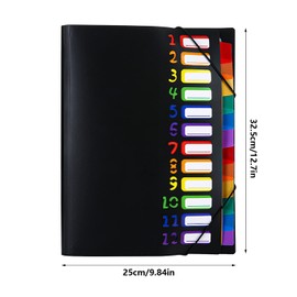 NTGRTY Document Folder A4 Accordion Expanding File Organiser 12 Compartments Plastic Project Folder Waterproof Desk Folder Sorting Folder with Elastic Band for School Office Supplies