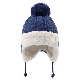 PEECABE Kids Winter Knitted Hat Baby Earflap Beanies Fleece Winter Beanie with Pompom Warm Toddler Hats Boys Girls 0-8Y (Haze Blue, 2-5 Years)