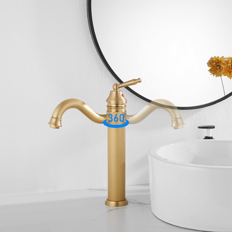 GGStudy Tall Body Single Handle One Hole Bathroom Vessel Sink