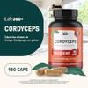 LIFE 360 Cordyceps Extracto Puro de Hongo Cordyceps 1200mg, 180