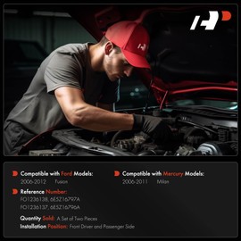 A-Premium Front Driver and Passenger Hood Hinges Compatible with Ford Fusion 2006-2012 Sedan & Mercury Milan 2006-2011 Sedan, Front Left and Right Side, 2-PC Set