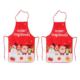 LeeLoon 2 Pack Chistmas Apron, Holiday Kitchen Apron Christmas Santa Claus/Elk/Snowman Style Decoration Apron for Christmas Dinner Party Cooking Baking Crafting House Cleaning Kitchen