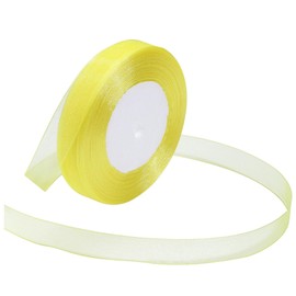 Loomesh Yellow Ribbon for Gift Wrapping 5/8 inch Sheer Organza Ribbon for Flower Bouquet Tulle Chiffon Ribbons for Wedding Invitations Christmas Decorations Crafts 50 Yards