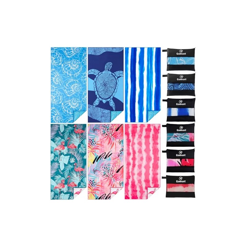 Gomust 6 Pack Lightweight Oversized Microfiber Beach Towels