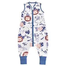 Chilsuessy Baby Sleeping Bag with Legs, 1.5 Tog, 100% Cotton, All-Year Sleeping Bag with Feet, Baby Sleeping Bag, Children, Zebra, 90 cm/Baby Height 95-105 cm