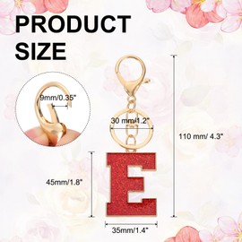 PATIKIL Initial Letter Keychain, A-Z Alphabet Keyring Letter E Metal Key Chain for Women or Girls Keys Purse Handbags Backpacks Bags, Red