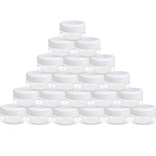40 Pcs 10g/10ml Refillable Plastic Containers with Screw On White Lids for Travel Makeup Eyeshadow Jewelry Nails Powder Paint