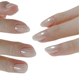 GZSYY Press On Nails Short Pearl White Nails for Gluing 24 Pieces Artificial Fingernails Short Nail Accessories for Gel Nails