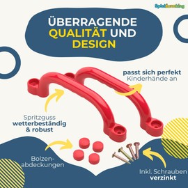 Spielturmking® Play Tower Handles, Weatherproof Safety Handles with Recessed Grips, Robust Handles, Play Tower, Climbing Handles for Children, Indoor and Outdoor (Red, Pack of 4)