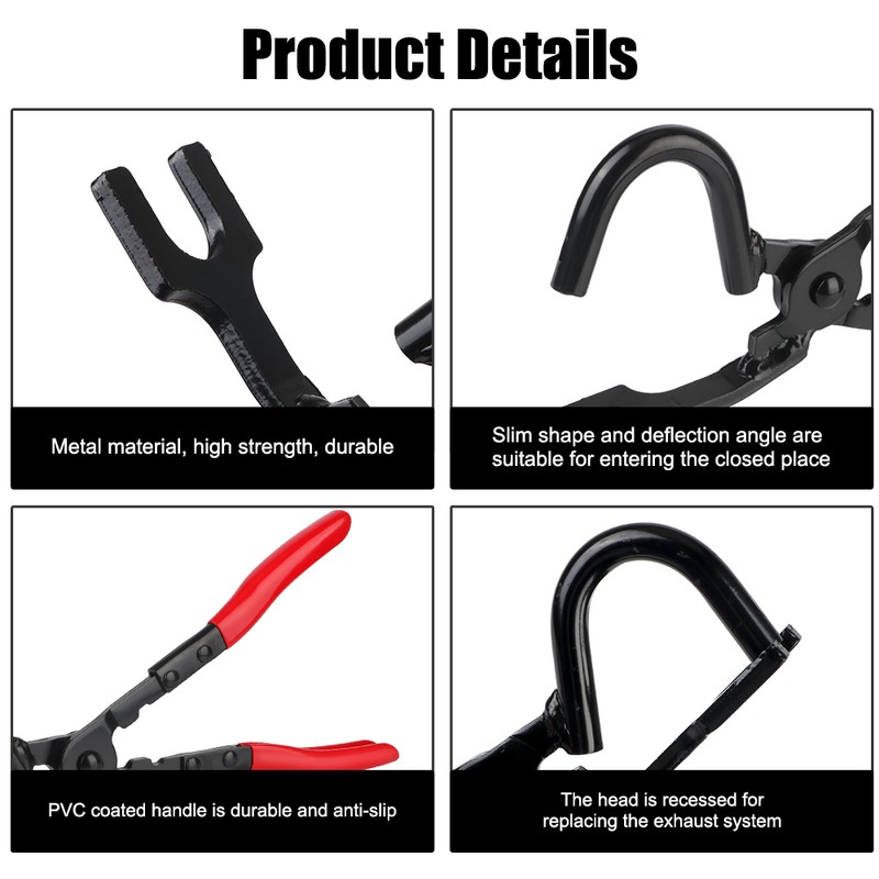 Exhaust Hanger Removal Pliers with Offset Jaw for Rubber Muffler