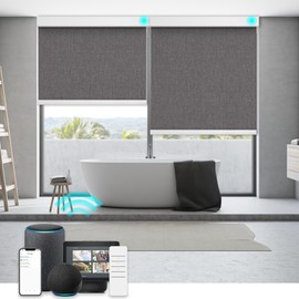 Changshade Motorized Smart Blinds for Windows with Remote Control, Automatic Blackout Roller Window Shades Work with Alexa, Google Home, SmartThings, IKEA, Custom Size Roller Shades for Windows