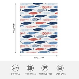 HGOD DESIGNS Blue and Red Simple Fish Throw Blanket Ultra Soft Warm All Season Fish Decorative Fleece Blankets for Bed Chair Car Sofa Couch Bedroom 130x150cm