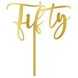 AROKIPPRY - Decoración acrílica para tartas de 50 cumpleaños, cincuenta decoraciones para tartas, saludos a 50 años, suministros para decoración de fiesta de cumpleaños 50 aniversario/50