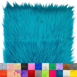 Ice Fabrics Faux Fur Fabric Squares - 10x10 Inches Pre-Cut Craft Fur - Shaggy Mohair Fabric for Costumes, Apparel, Rugs, Pillows, Decorations and More - Turquoise - 10"x10"