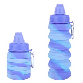 MAKERSLAND Collapsible Water Bottle for Adults, Boys, Students, Kids, Reusable Silicone Foldable Water Bottles for Travel Camping Hiking, Portable Sports Water Bottle, Purple & Blue
