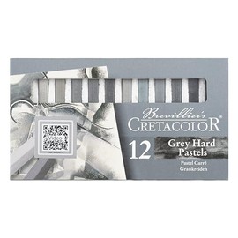 CRETACOLOR Grey Hard Pastels, Grey Chalks, Pack of 12, High Pigmentation and Lightfastness, Mixable, Can Be Mixed with Water