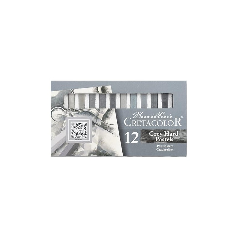 CRETACOLOR Grey Hard Pastels, Grey Chalks, Pack of 12, High