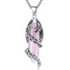 Vito Dragon Pendant Necklace for Women, Rose Quartz Hexagonal Prism