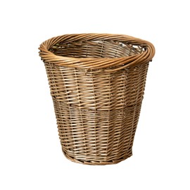 Darthome Antique Wash Round Paper Bin 28x28cm Willow Wicker Brown Rustic Home Office Waste Basket