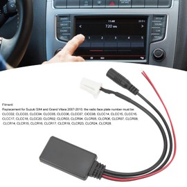 Cable AUX Bluetooth, Akozón Adaptador de Cable de Audio Bluetooth para Coche con Micrófono Manos Libres para SX4 Grand Vitara 2007-2010 Cable Auxiliar Inalámbrico