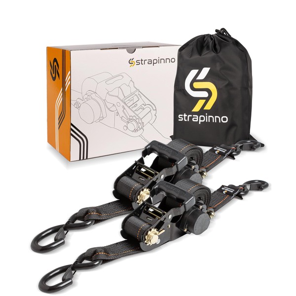 Strapinno Retractable Ratchet Tie-Down Straps,5,000 lbs Breaking Strength- 2 in