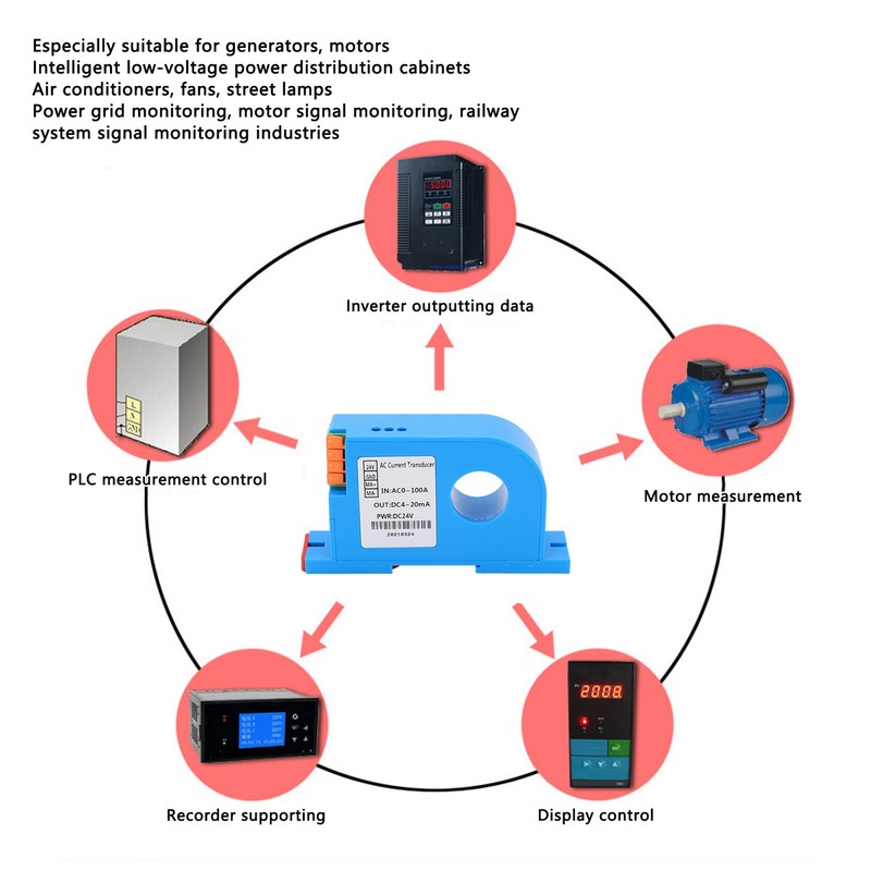 AC Current Transmitter DC4‑20mA Output Power Distribution Control Current Transformer