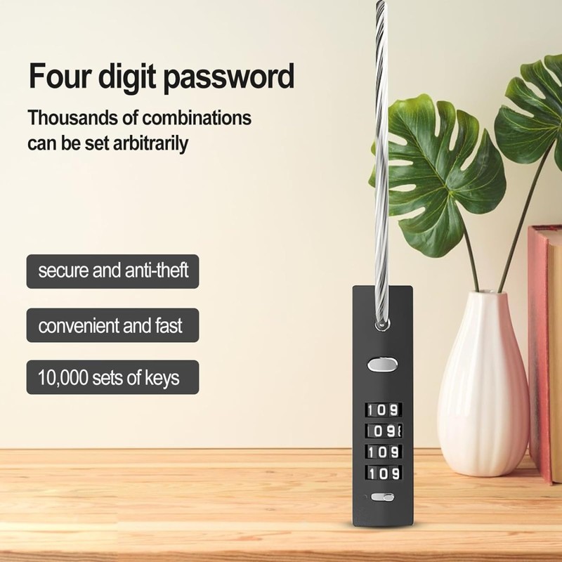 Steel Cable Rope Locks with Combination High Security 4-Digit Combination